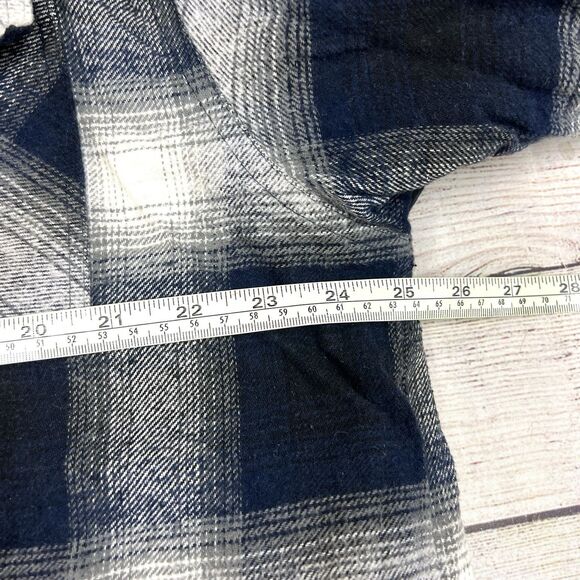 THC Los Angeles Blue White Plaid Flannel Sherpa Lined Jacket Size L Mens - Picture 9 of 10